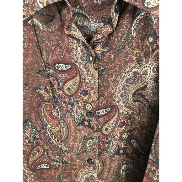 Rafaella Womens Pasel Blouse14 Button Up Blouse Long Sleeve Front Tie - Picture 5 of 13